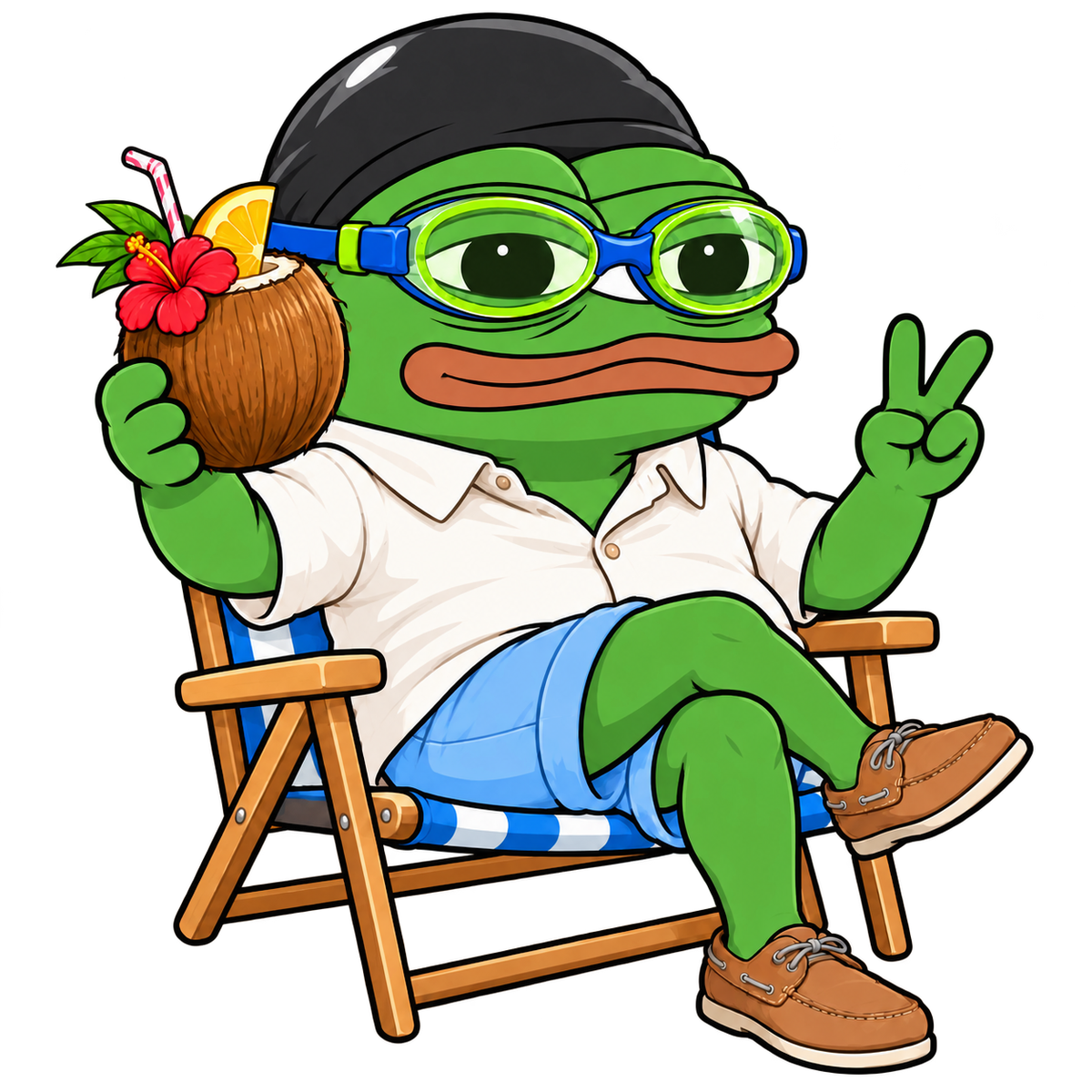 Nasfrog relaxing in a beach chair