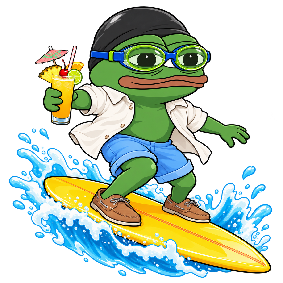 Nasfrog surfing with a tropical drink